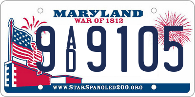 MD license plate 9AD9105