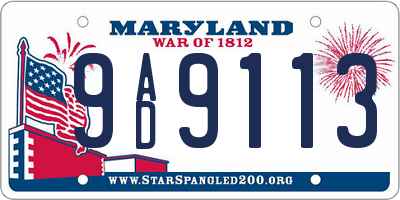 MD license plate 9AD9113