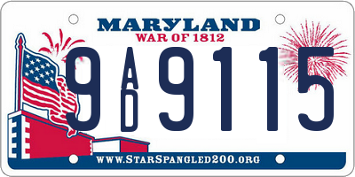 MD license plate 9AD9115