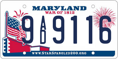 MD license plate 9AD9116