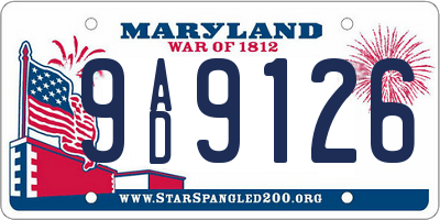 MD license plate 9AD9126