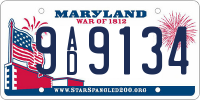 MD license plate 9AD9134