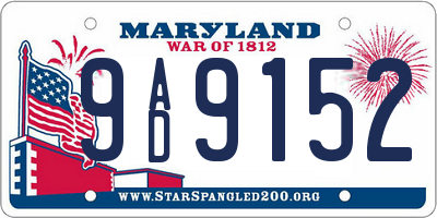 MD license plate 9AD9152