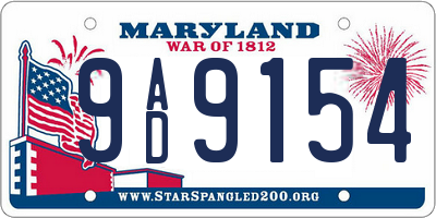 MD license plate 9AD9154