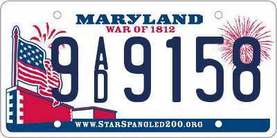 MD license plate 9AD9158