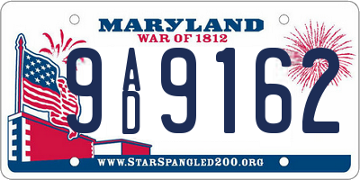 MD license plate 9AD9162