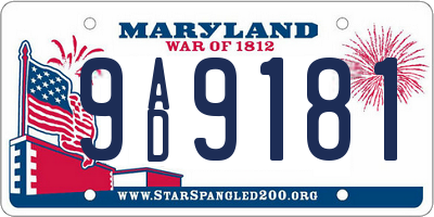 MD license plate 9AD9181