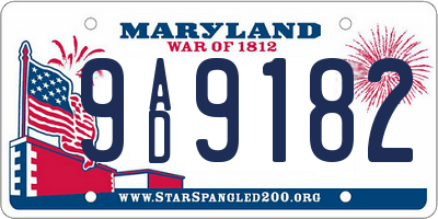 MD license plate 9AD9182