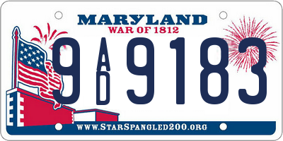 MD license plate 9AD9183