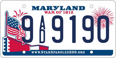 MD license plate 9AD9190
