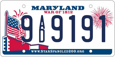 MD license plate 9AD9191