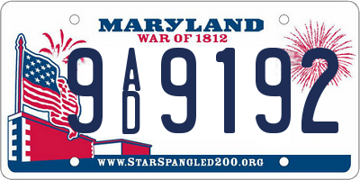 MD license plate 9AD9192