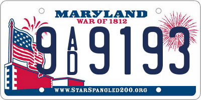 MD license plate 9AD9193