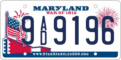 MD license plate 9AD9196