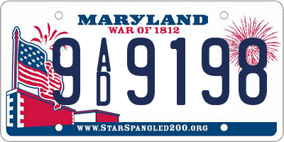MD license plate 9AD9198
