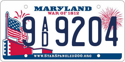 MD license plate 9AD9204