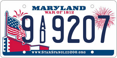 MD license plate 9AD9207