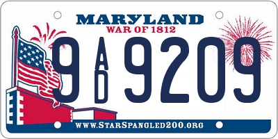 MD license plate 9AD9209