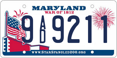 MD license plate 9AD9211