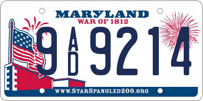 MD license plate 9AD9214