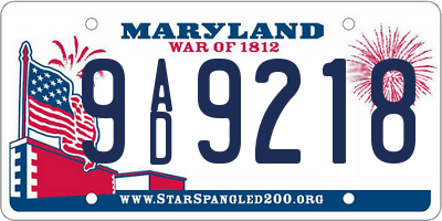 MD license plate 9AD9218