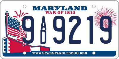 MD license plate 9AD9219