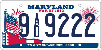 MD license plate 9AD9222