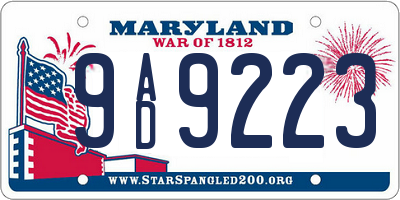 MD license plate 9AD9223