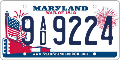 MD license plate 9AD9224