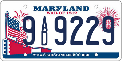 MD license plate 9AD9229