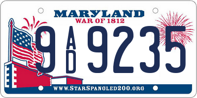 MD license plate 9AD9235