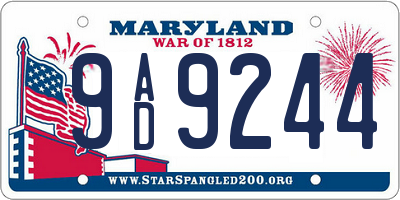 MD license plate 9AD9244