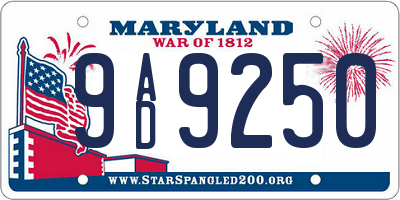 MD license plate 9AD9250