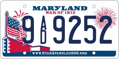 MD license plate 9AD9252