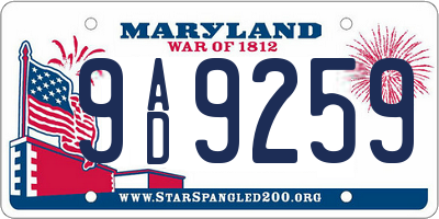 MD license plate 9AD9259