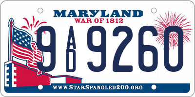 MD license plate 9AD9260