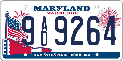 MD license plate 9AD9264