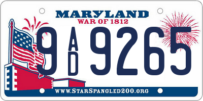 MD license plate 9AD9265