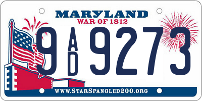 MD license plate 9AD9273