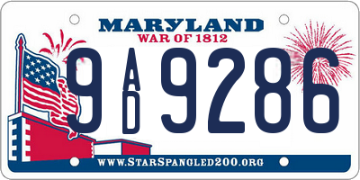 MD license plate 9AD9286