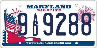 MD license plate 9AD9288