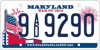 MD license plate 9AD9290