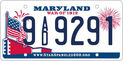 MD license plate 9AD9291