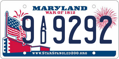 MD license plate 9AD9292