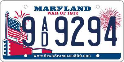 MD license plate 9AD9294
