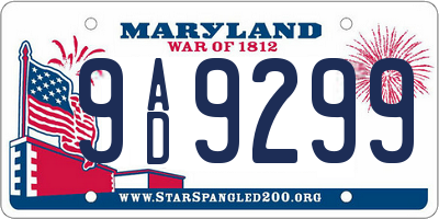 MD license plate 9AD9299