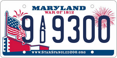 MD license plate 9AD9300
