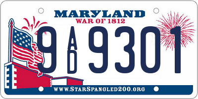 MD license plate 9AD9301