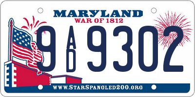 MD license plate 9AD9302
