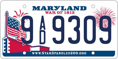 MD license plate 9AD9309